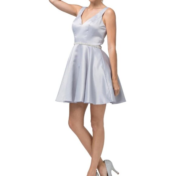 NWT Dancing Queen 9504 Homecoming Dress Silver size XS - Picture 1 of 7